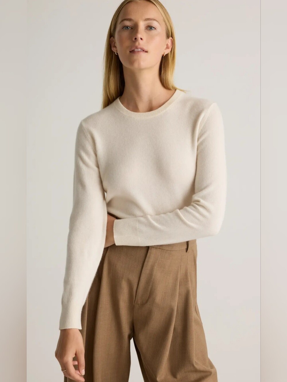 Quince Ivory Cream White Mongolian Cashmere Sweater Size Small